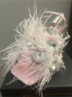 Soft Pink Feather Trim Stiletto Sandals - Women's